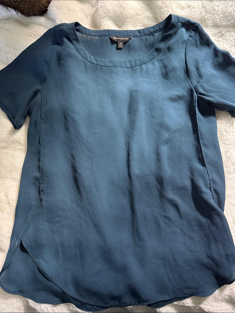Banana Republic Blue Short Sleeve Scoop Neck Blouse